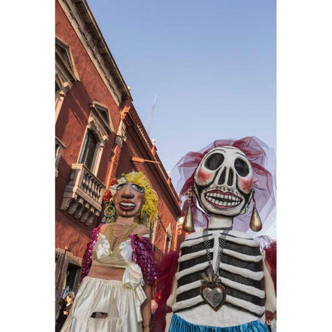 Mexico Puppets in Mojiganga music celebration Black Modern Wood Framed Art Print with Double Matting by Paulson, Don