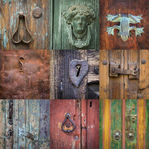 Mexico Collage of door details in city Black Modern Wood Framed Art Print by Paulson, Don