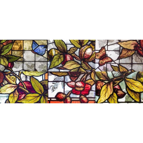 Mexico Religious stained glass in city White Modern Wood Framed Art Print by Paulson, Don