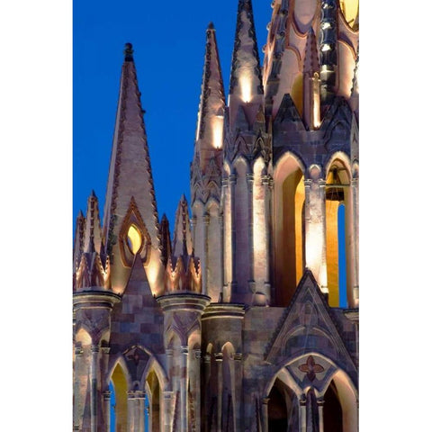 Mexico Parroquia de San Miguel Arcangel at night Gold Ornate Wood Framed Art Print with Double Matting by Rotenberg, Nancy
