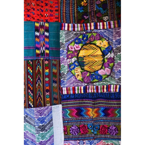Mexico Display of colorful fabrics Black Modern Wood Framed Art Print by Rotenberg, Nancy