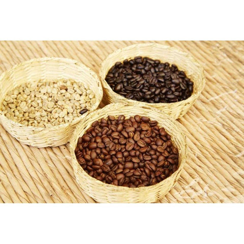 Mexico, Sierra Madre Baskets of coffee beans Black Modern Wood Framed Art Print by Ross, Steve