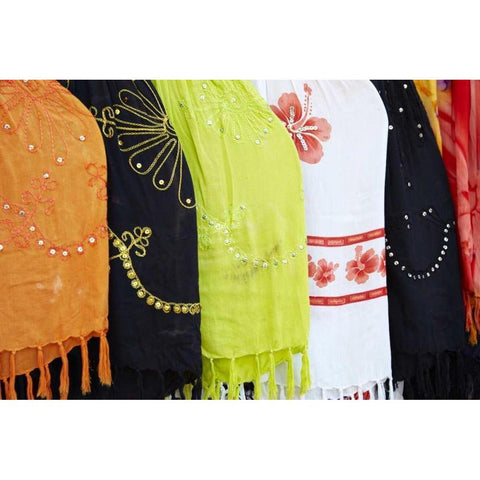 Mexico, Jalisco Scarves sold by street vendors White Modern Wood Framed Art Print by Ross, Steve