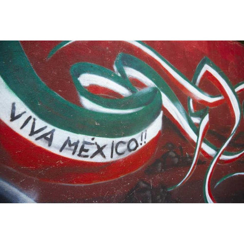 Mexico Mural with the Mexican Flag Black Modern Wood Framed Art Print by Ross, Steve