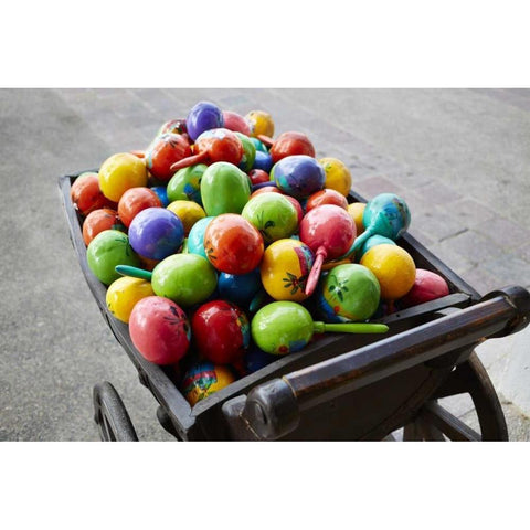 Mexico, Jalisco Maracas in vendors street cart Black Modern Wood Framed Art Print by Ross, Steve