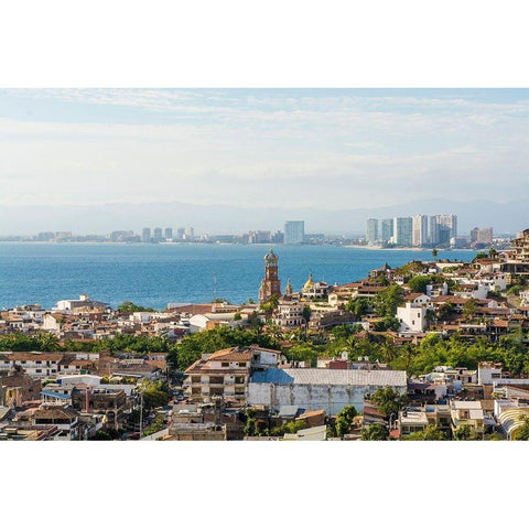 Skyline of Puerto Vallarta-Jalisco-Mexico Black Modern Wood Framed Art Print by DeFreitas, Michael