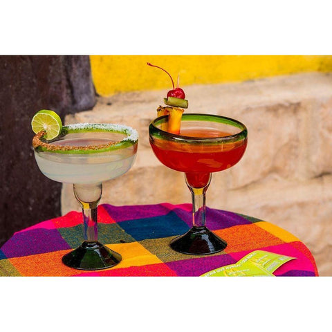 Local drinks on table Tlaquepaque-near Guadalajara-Jalisco-Mexico Black Modern Wood Framed Art Print by DeFreitas, Michael