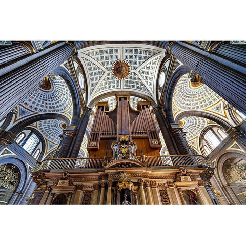 Organ Basilica ceiling Cathedral Puebla-Mexico Built in 15 to 1600s Black Modern Wood Framed Art Print by Perry, William