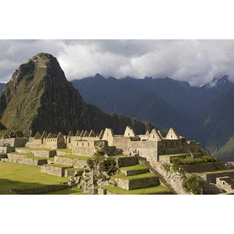 Peru, Close-up of Machu Picchu Black Modern Wood Framed Art Print with Double Matting by Kirkland, Dennis
