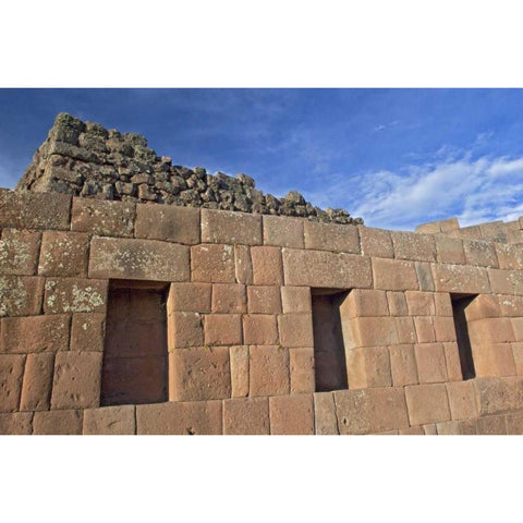 Peru, Pisac, Inca ruins Black Modern Wood Framed Art Print by Kirkland, Dennis
