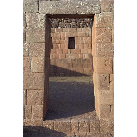 Peru, Pisac, Inca ruins Black Modern Wood Framed Art Print with Double Matting by Kirkland, Dennis