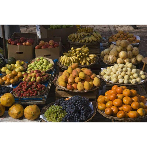 Peru, Pisac, Market produce for sale Black Modern Wood Framed Art Print with Double Matting by Kirkland, Dennis