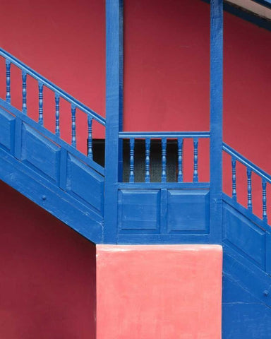 Peru, near Cusco Architectural detail of stairs Black Ornate Wood Framed Art Print with Double Matting by Zuckerman, Jim