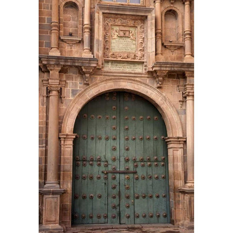 Peru, Cuzco The door of a Jesuit church Black Modern Wood Framed Art Print by Kaveney, Wendy