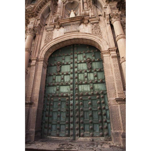 Peru, Cuzco The door of a Jesuit church Black Modern Wood Framed Art Print by Kaveney, Wendy