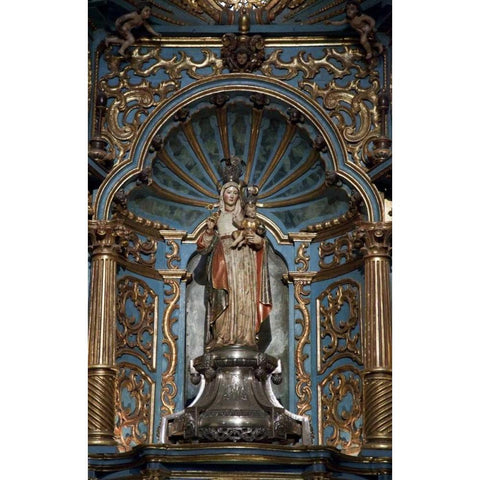 Statue of Mary in Basilica Cathedral, Lima, Peru Black Modern Wood Framed Art Print by Kaveney, Wendy