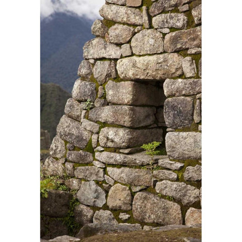 Peru, Machu Picchu Stone house ruins Black Modern Wood Framed Art Print by Kaveney, Wendy