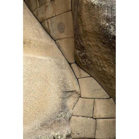 Peru, Machu Picchu Temple of the Sun stonework Gold Ornate Wood Framed Art Print with Double Matting by Kaveney, Wendy