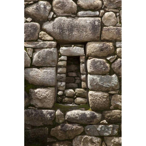 Niche and stone window, Machu Picchu, Peru Black Modern Wood Framed Art Print by Kaveney, Wendy