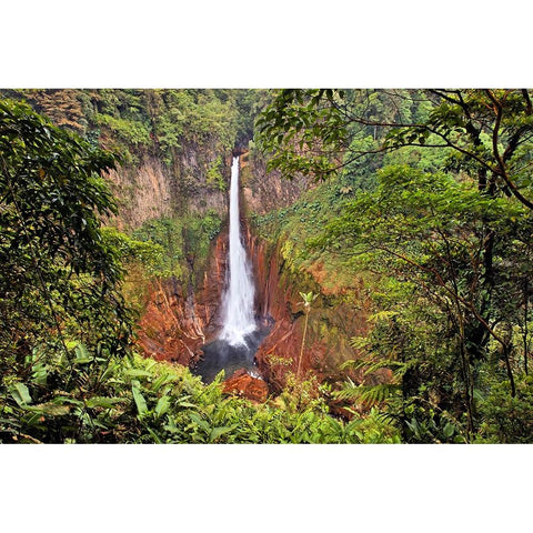 Catarata Del Toro Waterfall-in the mountains of Bajos del Toro Amarillo-Sarchi-Costa Rica Black Modern Wood Framed Art Print by Jones, Adam