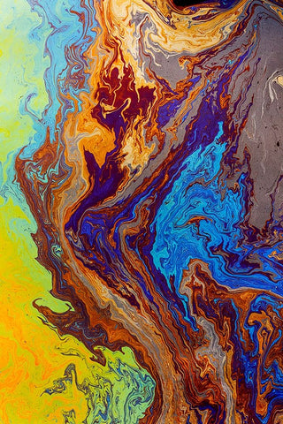 Abstract pattern in oil spilled in small stream-Costa Rica White Modern Wood Framed Art Print with Double Matting by Jones, Adam