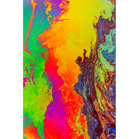 Abstract pattern in oil spilled in small stream-Costa Rica Gold Ornate Wood Framed Art Print with Double Matting by Jones, Adam