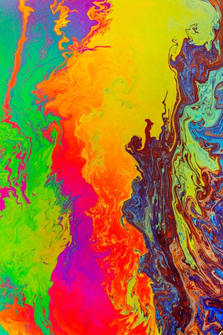 Abstract pattern in oil spilled in small stream-Costa Rica White Modern Wood Framed Art Print with Double Matting by Jones, Adam