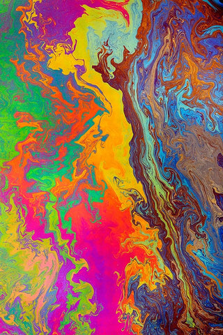 Abstract pattern in oil spilled in small stream-Costa Rica Black Ornate Wood Framed Art Print with Double Matting by Jones, Adam
