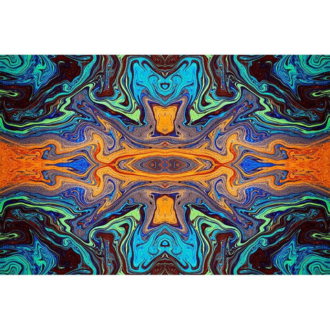 Abstract rainbow pattern of colors in oil spilled in small stream-Costa Rica Black Modern Wood Framed Art Print with Double Matting by Jones, Adam