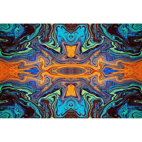 Abstract rainbow pattern of colors in oil spilled in small stream-Costa Rica Black Modern Wood Framed Art Print by Jones, Adam