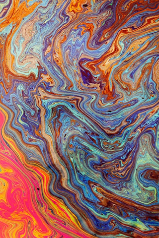 Abstract pattern in oil spilled in small stream-Costa Rica White Modern Wood Framed Art Print with Double Matting by Jones, Adam