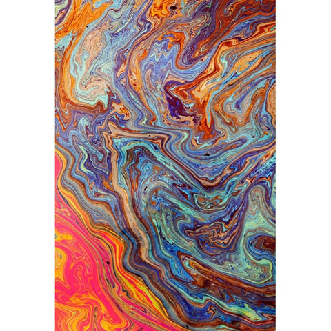 Abstract pattern in oil spilled in small stream-Costa Rica Black Modern Wood Framed Art Print by Jones, Adam