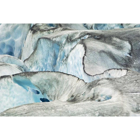 AK, Inside Passage Glacier patterns and blue ice Black Modern Wood Framed Art Print with Double Matting by Rotenberg, Nancy