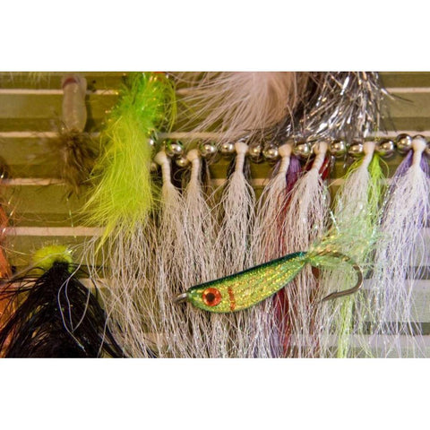 AK, Lake Clark NP Fishing flies Black Modern Wood Framed Art Print by Kaveney, Wendy