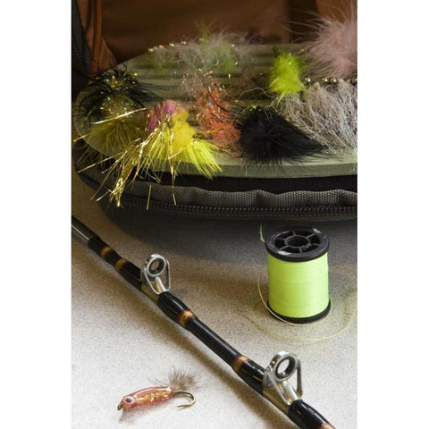 AK, Lake Clark NP Fly fishing equipment Black Modern Wood Framed Art Print with Double Matting by Kaveney, Wendy