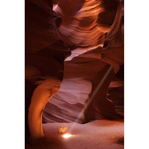 AZ, Page Sunbeam shining into Antelope canyon Black Modern Wood Framed Art Print by Kaveney, Wendy