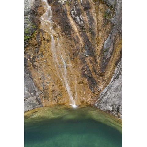 AK, Alsek River Valley Waterfall forms pool Black Modern Wood Framed Art Print by Paulson, Don