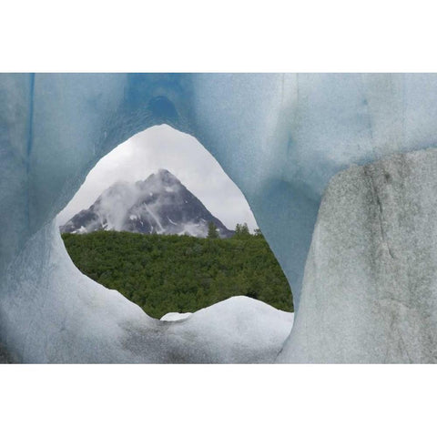 Alaska, Alsek Lake Mountain framed by iceberg White Modern Wood Framed Art Print by Paulson, Don