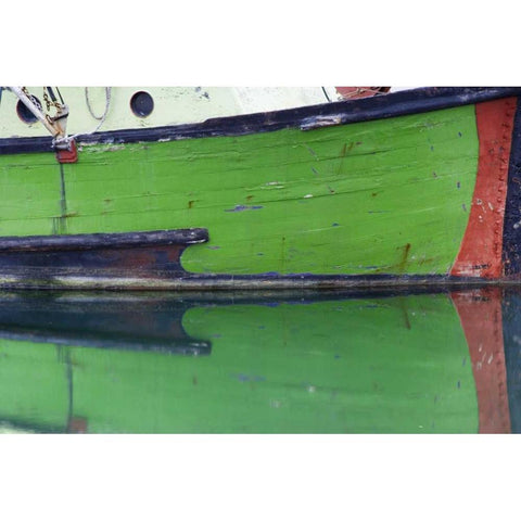 AK, Hoonah Fishing boat reflection in water White Modern Wood Framed Art Print by Paulson, Don