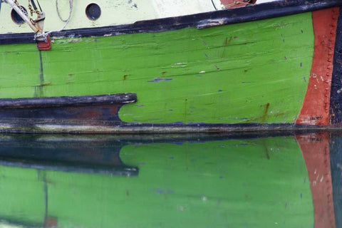 AK, Hoonah Fishing boat reflection in water White Modern Wood Framed Art Print with Double Matting by Paulson, Don