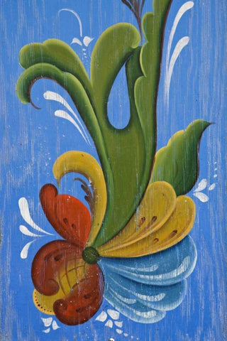 AK, Petersburg Norwegian rosemaling painting White Modern Wood Framed Art Print with Double Matting by Paulson, Don