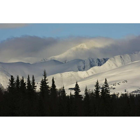 AK, Snowy kenai mountains along Turnagain Pass Black Modern Wood Framed Art Print by Grall, Don