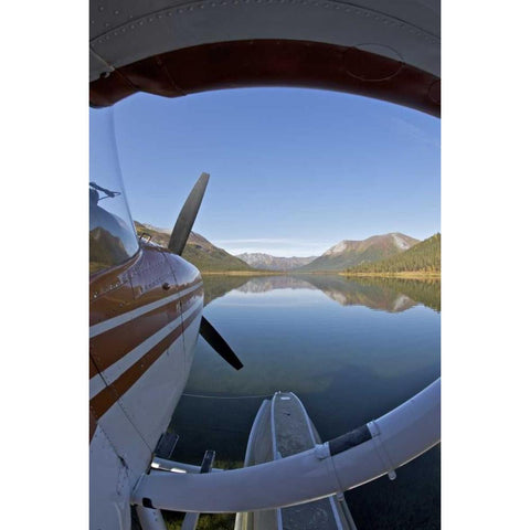 AK, Arctic NP Float plane parked on still waters Gold Ornate Wood Framed Art Print with Double Matting by Anon, Josh