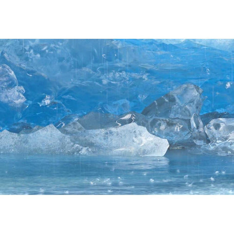 Alaska, Glacier Bay Melting blue on Reid Glacier Black Modern Wood Framed Art Print by Paulson, Don