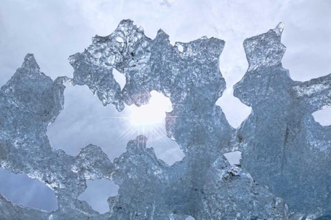 AK Sun shining through ice of McBride Glacier Black Ornate Wood Framed Art Print with Double Matting by Paulson, Don