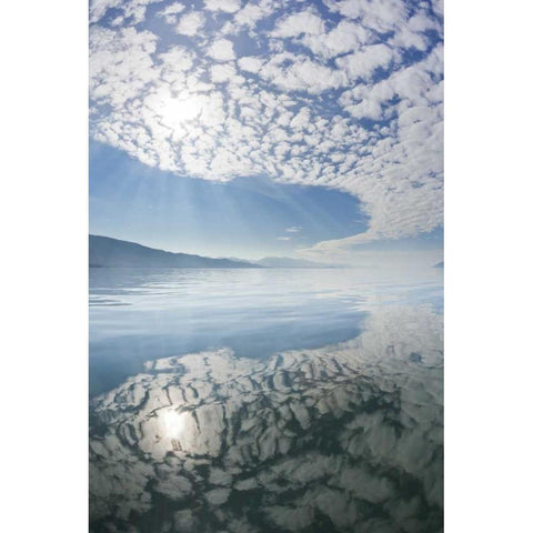 Alaska, Freshwater Bay Clouds reflected in water White Modern Wood Framed Art Print by Paulson, Don