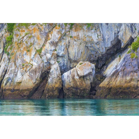 Alaska, Glacier Bay NP Cliff and seawater Black Modern Wood Framed Art Print by Paulson, Don
