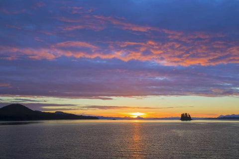 Alaska Sunset on Flynn Cove Black Ornate Wood Framed Art Print with Double Matting by Paulson, Don