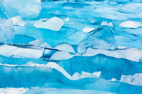 Alaska, Glacier Bay NP Close-up of blue ice White Modern Wood Framed Art Print with Double Matting by Paulson, Don