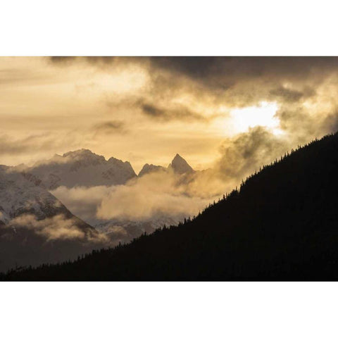 Alaska, Chilkat River Valley Mountain sunrise Black Modern Wood Framed Art Print by Illg, Cathy and Gordon